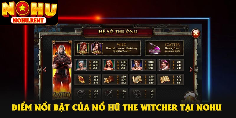 Điểm nổi bật của nổ hũ The Witcher tại NOHU
